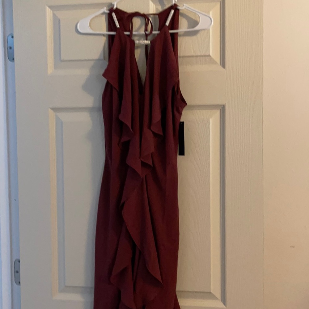 Cranberry back zip dress with rhinestone